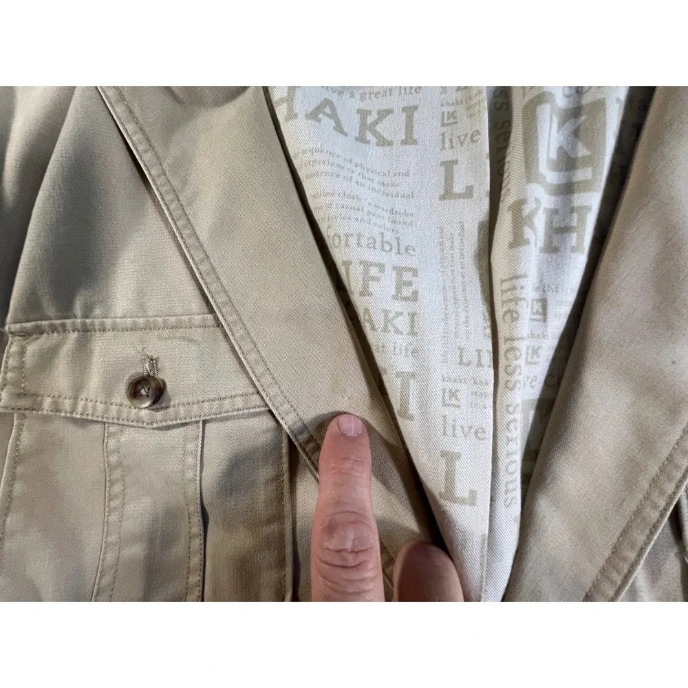 Life Khaki Haggar Safari Field Blazer Mens 46R Tan Cotton Blend 4-Pocket Jacket